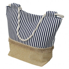 0,6BLUE/LINEN9 Сумка пляжная 48x37см, ручка канат 8мм (рог...